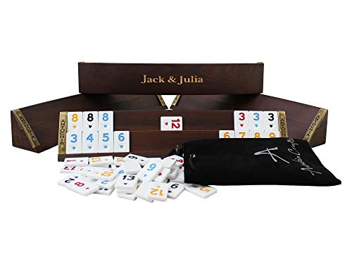 Antochia Crafts Personalisiertes Holz-Rummy-Spiel-Set – ovale Form individuelle Regale und Fliesen mit Etui – Golden von Antochia Crafts