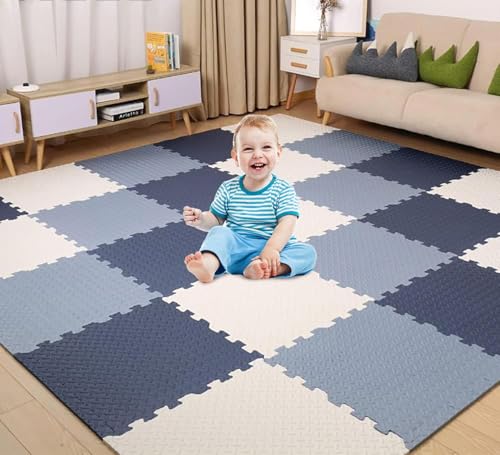 Antrect Puzzlematten für Baby 18 Teile Schaumstoffmatte Kinderspielteppich Spielmatte Bodenschutzmatte für Baby Kinder, 30 x 30 x 1,2 cm, 1,6m² große Yogamatte von Antrect