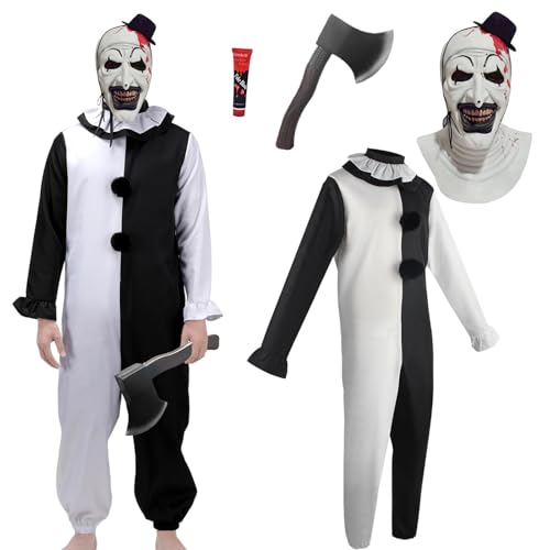 Antsparty Clown-Kostüm für Erwachsene, Killer Clown-Kostüm für Erwachsene, Clown-Kostüm für Herren und Zubehör für Halloween, Karneval und Partys von Antsparty