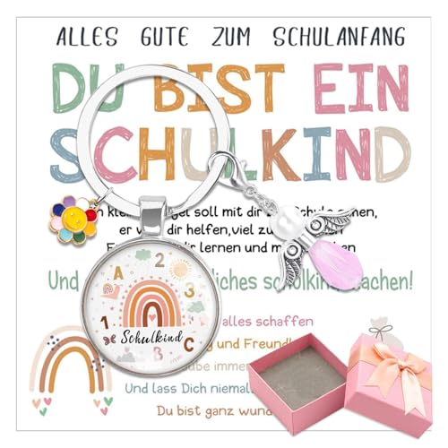 Antsparty Einschulung Geschenk Jungen Mädchen, Schutzengel Schultüte Schlüsselanhänger, Erster Schultag Mutmacher Plus Grußkarte Kinder, Glücksbringer Geschenke von Antsparty