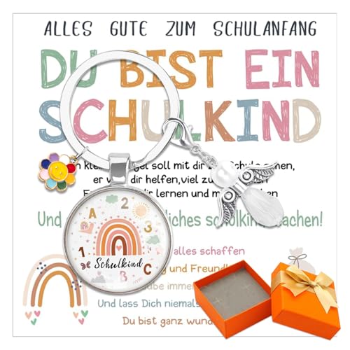 Antsparty Einschulung Geschenk Jungen Mädchen, Schutzengel Schultüte Schlüsselanhänger, Erster Schultag Mutmacher Plus Grußkarte Kinder, Glücksbringer Geschenke von Antsparty