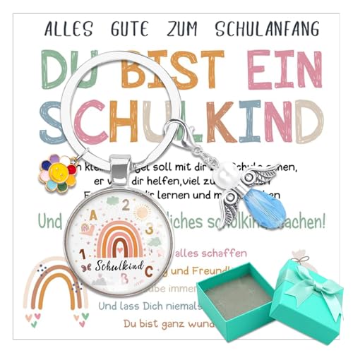 Antsparty Einschulung Geschenk Jungen Mädchen, Schutzengel Schultüte Schlüsselanhänger, Erster Schultag Mutmacher Plus Grußkarte Kinder, Glücksbringer Geschenke von Antsparty