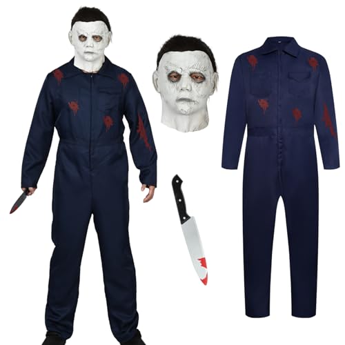Antsparty Michael Myers Kostüme Herren, Halloween Kostüme mit Myers Overall und Gruselig Maske, Halloween Horror Killer Cosplay Kostüm Antsparty Michael Myers Kostüme Herren, Halloween Kostüme mit Myers Overall und Gruselig Maske, Halloween Horror Killer Cosplay Kostüm von Antsparty