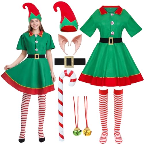 Antsparty Weihnachtself-Kostüm, Weihnachtswichtel-Kostüm für Weihnachtselfen, Weihnachtskostüm für Erwachsene, Weihnachtselfe, Karneval, Cosplay, Herren, Damen von Antsparty