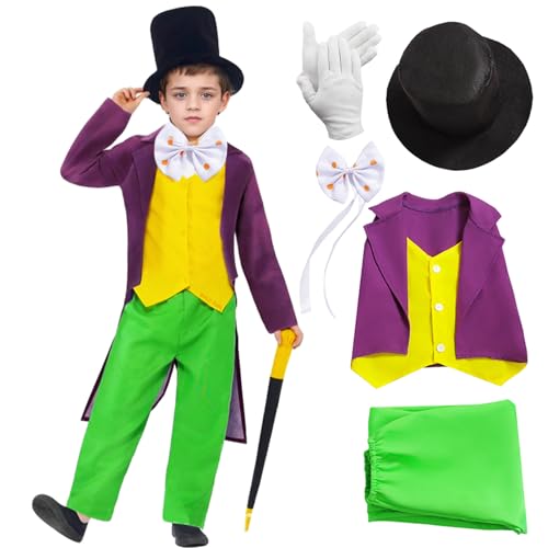 Antsparty Willy Wonka Kostüm für Kinder, Welttag des Buches, Schokoladenfabrik, Kostüm, Buchcharakter, Fabrikarbeiter-Kostüm für Jungen und Mädchen von Antsparty