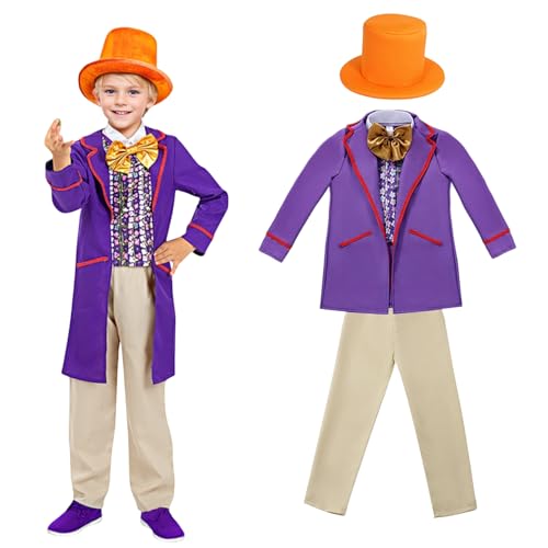 Antsparty Willy Wonka Kostüm für Kinder, Welttag des Buches, Schokoladenfabrik, Kostüm, Buchcharakter, Fabrikarbeiter-Kostüm für Jungen und Mädchen von Antsparty