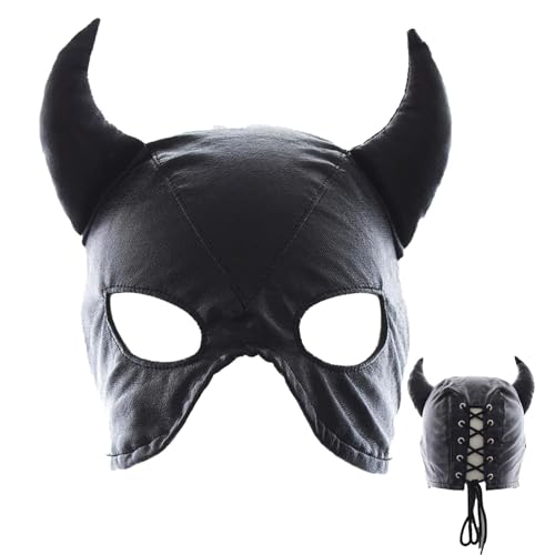 Anulely Bull-Gesichtsmaske, atmungsaktive Bull-Gesichtsmaske | Verstellbare Kapuze, Vollgesichts-Kopfmaske - Lustige atmungsaktive Vollgesichts-Kopfmaske, Halloween-Cosplay-Kostüm, Kapuzenmaske für von Anulely