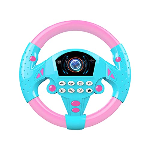 Anwangda Kinder-Lenkrad-Spielzeug, Simulations-Lenkrad, Autositz-Spielzeug mit Lichtern und Musik, frühkindliche Bildung, Spielzeug für Säuglinge und Babys (rosa blau) von Anwangda