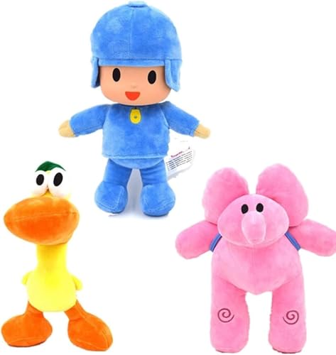 Anyhot Pocoyo Plüschtiere, Pocoyo Elly Pato Nina Sleepy Bird Loula Gefüllte weiche Puppen (3 Stück) von Anyhot