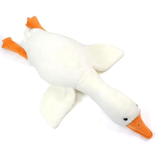 Anyhot Riesige Gans Plüschtiere Kawaii plüsch Große Ente Puppe Weiches Kuscheltier Riesen Weißes Gänse Niedliches Schlafkissen Kissen für Kinder Geschenk (90cm) von Anyhot