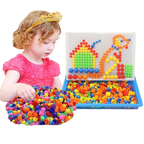 Kreatives Mosaik-Puzzle für Kinder, 296 Stück, Bausteine, Mosaik, Nägel, Pilz, Puzzle, Mosaikspiele, kreatives Spielzeug für Jungen und Mädchen, Alter 3 – 8 Jahre von Anyhot