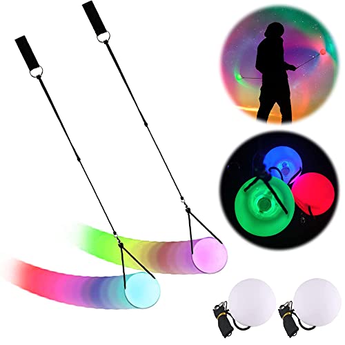 Anyingkai LED Poi Bälle,Led Glow Poi Kugeln,2 PCS Led Glow Poi Balls,Jonglierbälle Leuchtend,Poi Kinder Set,POI Jonglierbälle,Poi Bälle Kinder,POI Spielzeug,Leucht Pois von Anyingkai