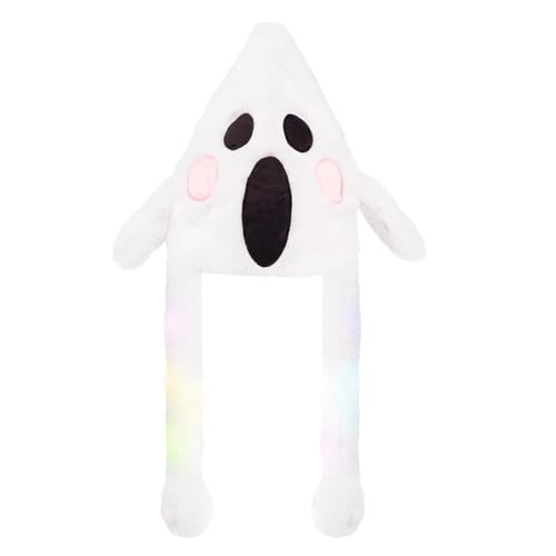 Anyingkai Halloween Mütze mit led,Mütze mit beweglichen ohren,Mütze mit wackelohren,LED Leuchtende Ohren,Wackelohren LED Mützen,Weihnachtsfeier Fasching und Cosplay (weißes Pulver) von Anyingkai