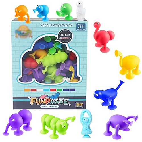 Anyinkai 28PCS Saugnapf Spielzeug Kinder,Saugnapf Figuren,Saugspielzeug Kinder,Saugnapf Silikon Spiel,Pop Sucker,Twibble,Saugnapf Spiel,Sucker Toy,Sucker Toys Darts,Silikon Bausteine von Anyingkai