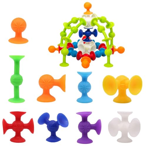 Anyinkai 33PCS Saugnapf Spielzeug Kinder,Saugnapf Figuren,Saugspielzeug Kinder,Saugnapf Silikon Spiel,Pop Sucker,Twibble,Saugnapf Spiel,Sucker Toy,Sucker Toys Darts,Silikon Bausteine von Anyingkai