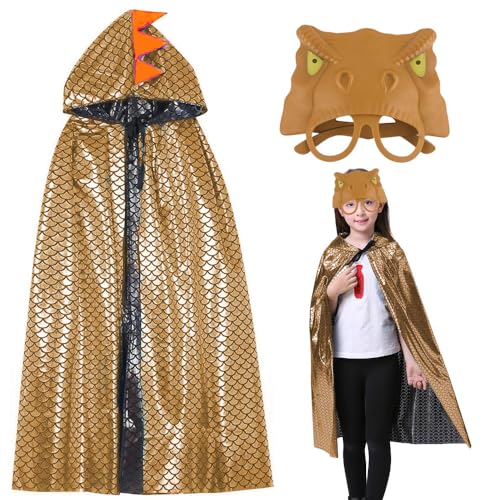 Dinosaurier umhang kinder,Dinosaurier cape mit Maske,Dinosaurier Kostüm Fasching,Dinosaurier kostüm umhang kinder,Dinosaurier umhang kostüm,Drachen kostüm kinder jungen,Geeignet für Höhe 100-150cm von Anyingkai