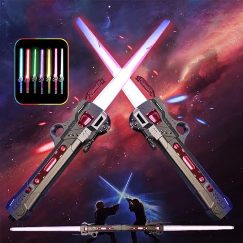 Laserschwert kinder,Star wars lichtschwert,Lichtschwert doppelklinge,Neopixel lichtschwert,2 in 1 Lichtschwer Spielzeug,USB Wiederaufladbares Lightsaber,FX Lichtschwert mit Soundeffekt (grau) von Anyingkai