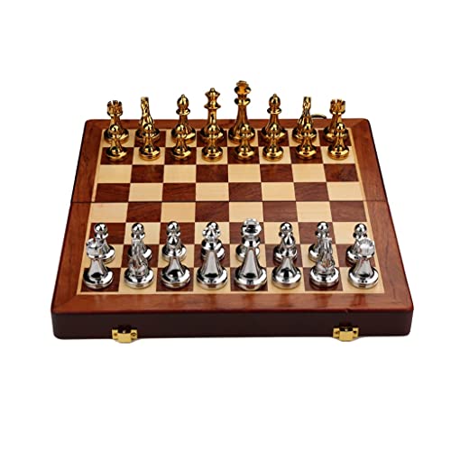 Schachbrett, 11,8 Zoll, tragbares Schachspiel aus Holz, handgefertigtes Schach, faltbares Reiseschachbrettset mit Retro-Schachfiguren für Familienpartys, Schachspiel von AoBloom