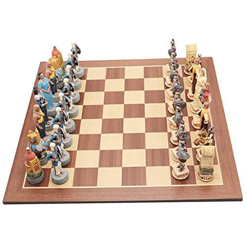 Schachbrett, tragbares Schachspiel, klassisches Familienschachbrettspiel mit Schachbrett aus Holz, 3D-Schachfiguren aus Kunstharz und Aufbewahrungsbox, Schachspiel für Kinder, Schachspiele von AoBloom