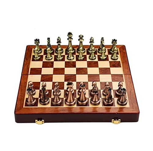 Schachspiel, Internationales Schachbrettspiel, 11,4 Zoll, tragbares Schachspiel aus Holz, Faltbare Retro-Schachfiguren, Schachspiel für Familienfeiern in voller Größe von AoBloom