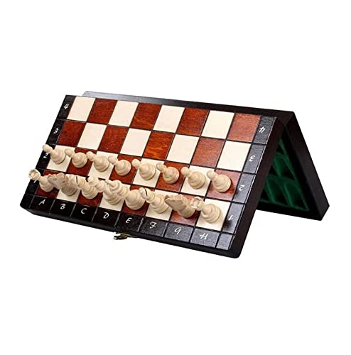 Schachspiel, Internationales magnetisches Reiseschachspiel, 11 x 11 Zoll großes faltbares Spielbrett, exquisites Schachspiel aus Holz, Schachspiel in voller Größe von AoBloom