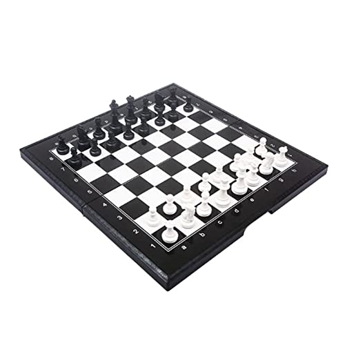 Schachspiel International 11 Zoll Magnetisches Reiseschachspiel mit klappbarem Schachbrett, Schach-Dame-Backgammon-Set Schachspiel in voller Größe von AoBloom