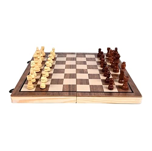 Schachspiel International 15,3 Zoll 2-in-1-Schachbrettspiele, magnetisches Schach- und Damespielset aus Holz, Schachspiel in voller Größe von AoBloom
