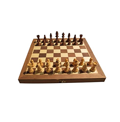 Schachspiel Internationales Schachbrettspiel Faltbares Schachbrett, Schachfiguren aus Massivholz, Schach aus Holz Eingebettetes Schachspiel in voller Größe von AoBloom