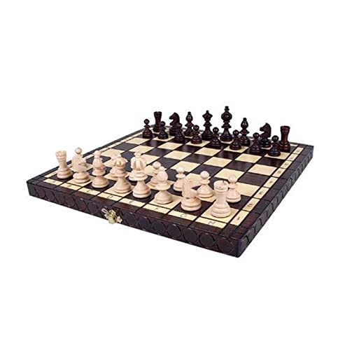 Schachspiel Internationales Schachbrettspiel Holzschachspiel, zusammenklappbares Schachbrett 14 x 14 Zoll tragbares Reiseschach aus Holz Schachspiel in voller Größe von AoBloom