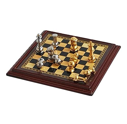 Schachspiel Internationales kleines Schach 1,9 Zoll Mini-Schach-Ornamente Tragbares Tischspiel für draußen, Reise-Familienschachspiel in voller Größe von AoBloom