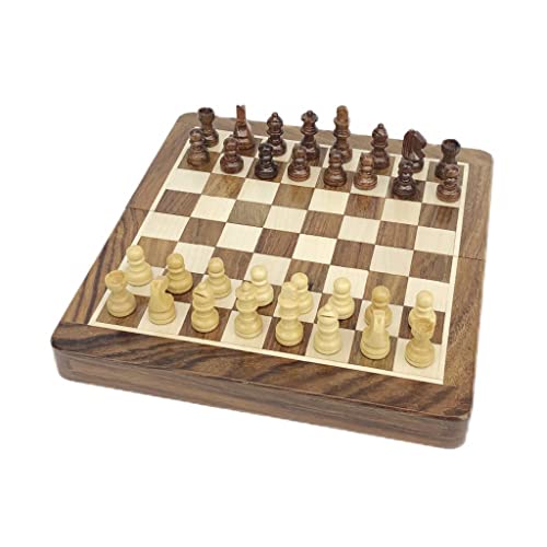 Tragbare Schachspiele, Faltbares Schachspiel, 19-Zoll-Schachbrettset aus Holz mit Aufbewahrungsfächern für die Figuren, handgefertigtes Reiseschachspielset für Erwachsene und Anfänger, Schachbrettspie von AoBloom