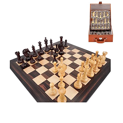 Tragbare Schachspiele, professionelles Schachspiel, Schachbrettset aus Holz mit Figuren, Aufbewahrungstasche aus Leder, handgefertigtes Schachspiel für Erwachsene, professionelles Schachbrettspiel von AoBloom