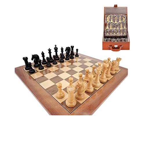 Tragbare Schachspiele, professionelles Schachspiel, Schachbrettset aus Holz mit Figuren, Aufbewahrungstasche aus Leder, handgefertigtes Schachspiel für Erwachsene, professionelles Schachbrettspiel von AoBloom