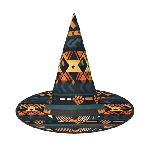 AoRom Afrikanischer Tribal-Hexenhut, ethnische Textur, bedruckter Halloween-Hexenhut, Hexenkappe, Kostüm-Zubehör für Halloween, Weihnachten, Party-Dekoration von AoRom