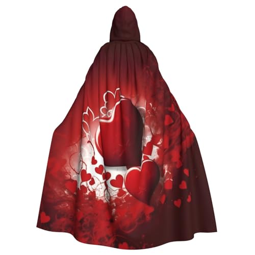 AoRom Bedruckter Kapuzenumhang zum Valentinstag, Unisex, Umhang mit Kapuze, Umhang für Halloween, Weihnachten, Cosplay-Kostüme von AoRom