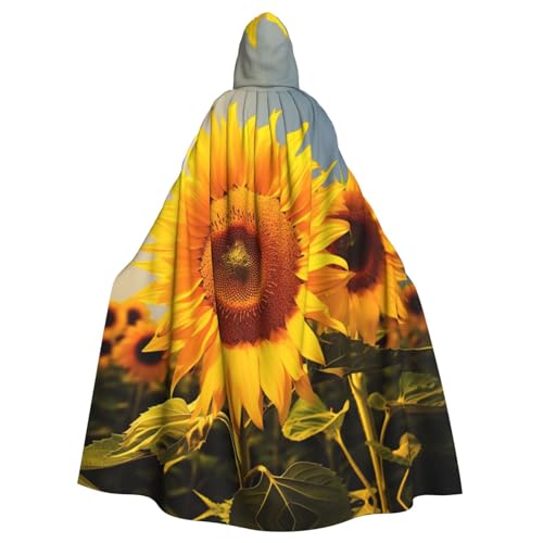 AoRom Kapuzenumhang mit Sonnenblumen-Druck, Unisex, Umhang mit Kapuze, Umhang für Halloween, Weihnachten, Cosplay-Kostüme von AoRom