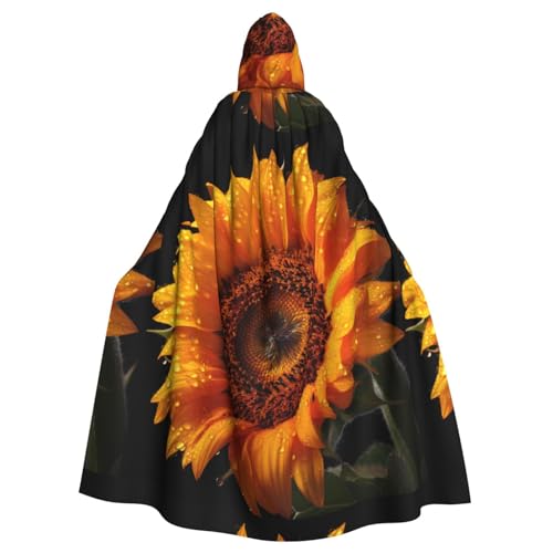 AoRom Kapuzenumhang mit goldenem Sonnenblumen-Motiv, Unisex, Umhang mit Kapuze, Umhang für Halloween, Weihnachten, Cosplay-Kostüme von AoRom