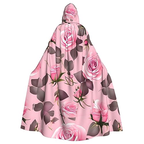 AoRom Kapuzenumhang mit hübschen rosa Rosen, Unisex, Umhang mit Kapuze, Umhang für Halloween, Weihnachten, Cosplay-Kostüme von AoRom