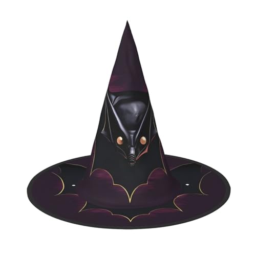 AoRom Schwarzer Geisterfledermaus-Druck, Halloween-Hexenhut, Hexenkappe, Kostümzubehör für Halloween, Weihnachten, Party-Dekoration von AoRom