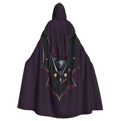 AoRom Schwarzer Kapuzenumhang mit Geisterfledermaus, Unisex, Umhang mit Kapuze, Umhang für Halloween, Weihnachten, Cosplay-Kostüme von AoRom