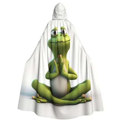 AoRom The Funny Frog Doing Yoga bedruckter Kapuzenumhang, Unisex, Umhang mit Kapuze, Umhang für Halloween, Weihnachten, Cosplay-Kostüme von AoRom