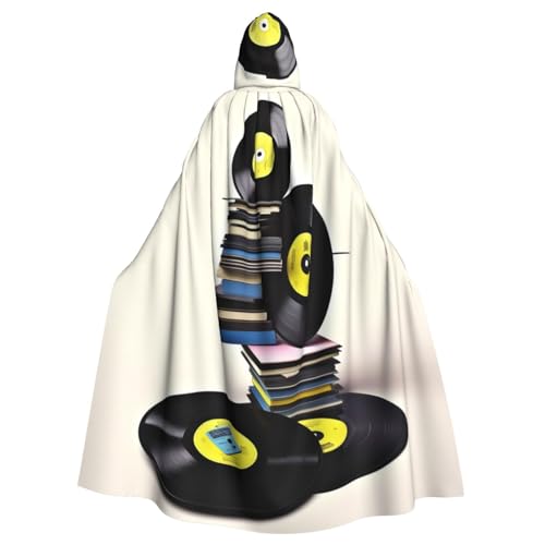 AoRom Vinyl-Schallplatten und Tapes, bedruckter Kapuzenumhang, Unisex, Umhang mit Kapuze, Umhang für Halloween, Weihnachten, Cosplay-Kostüme von AoRom