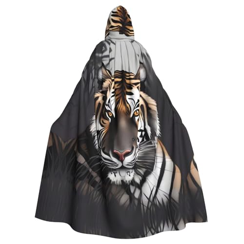 Bedruckter Kapuzenumhang mit Tiger, Unisex, Umhang mit Kapuze, Umhang für Halloween, Weihnachten, Cosplay-Kostüme von AoRom