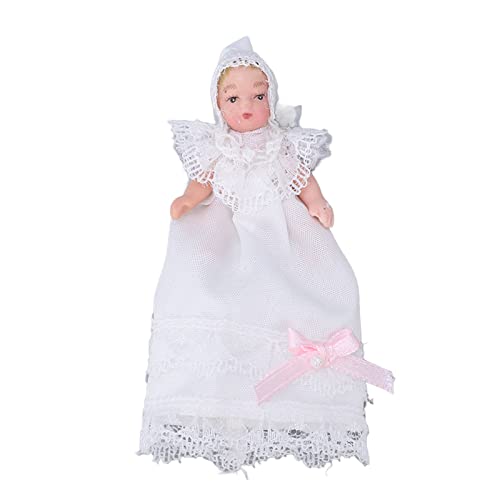 Mini Keramik Babypuppe Maßstab 1:12 Bewegliche biegbare Miniatur Baby Puppe Modell mit Kleid für Puppenhaus Zubehör Mini Keramik Babypuppe Maßstab 1:12 Bewegliche biegbare Miniatur Baby Puppe Modell mit Kleid für Puppenhaus Zubehör von Aoaoy