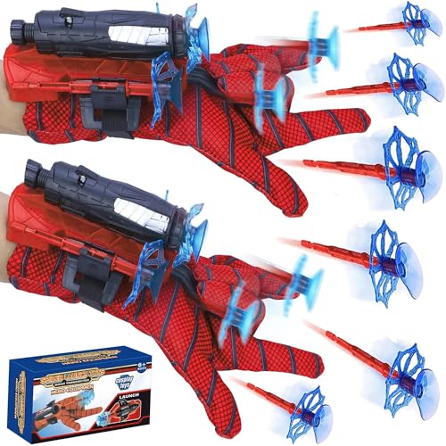 Aofentop 2 Packungen Spider Launcher Handgelenk Spielzeug Set Jungen Spielzeug Alter 5+ Super Hero Toys Spider Rollenspiel Spielzeug Spider Web-Shooter 5+ Jahre alt Junge Geschenke von Aofentop