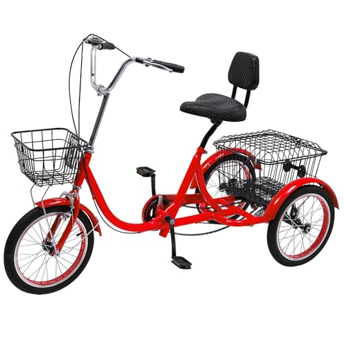 Adult Tricycle Pedal Erwachsene ältere senioren Dreirad Fahrrad räder vorderrad hinterrad körben vorne hinten seniorendreirad high Carbon Steel Lightweight einkaufskorb gemüse Korb 16 Zoll von Aohuada