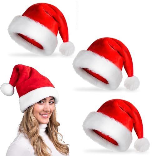 Aoiuenok Weihnachtsmützen Erwachsene, 3 Stück Weihnachtsmütze, Nikolausmütze, für Neujahr Festliche Weihnachtskostüm Party | Unisex von Aoiuenok