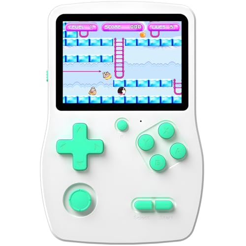 Aojiao 32 Bit Handheld Spielkonsolen für Kinder mit 218 Videospiele, Tragbarer Gaming-Player mit 3.0" IPS-Bildschirm wiederaufladbarem Akku, Reise Spiele Geschenke Spielzeug für Jungen Mädchen, Weiß von Aojiao