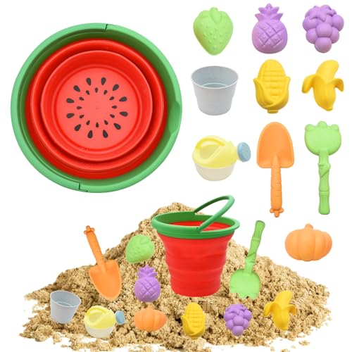 AolKee 11 Stück strandspielzeug Kinder, sandspielzeug, Faltbarer Eimer Strand, Sandgrube Spielzeug, wiederverwendbar, Wassermelone Handheld Faltbarer Eimer, Sommer Strandspiele für Kinder AolKee 11 Stück strandspielzeug Kinder, sandspielzeug, Faltbarer Eimer Strand, Sandgrube Spielzeug, wiederverwendbar, Wassermelone Handheld Faltbarer Eimer, Sommer Strandspiele für Kinder von AolKee
