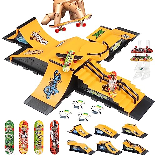 Aolieh Finger Skateboard und Rampe Zubehör Set-Fingerboard Skate Park Spielzeug Set-DIY Finger Skate Boarding Ultimate Sport Training Requisiten Spielzeug für Kinder von Aolieh